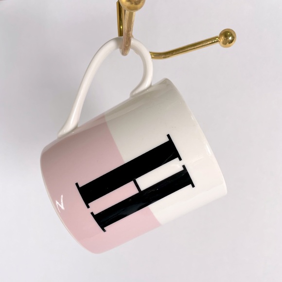 Kate Spade H Mug Pink White and Stripes - Picture 2 of 4